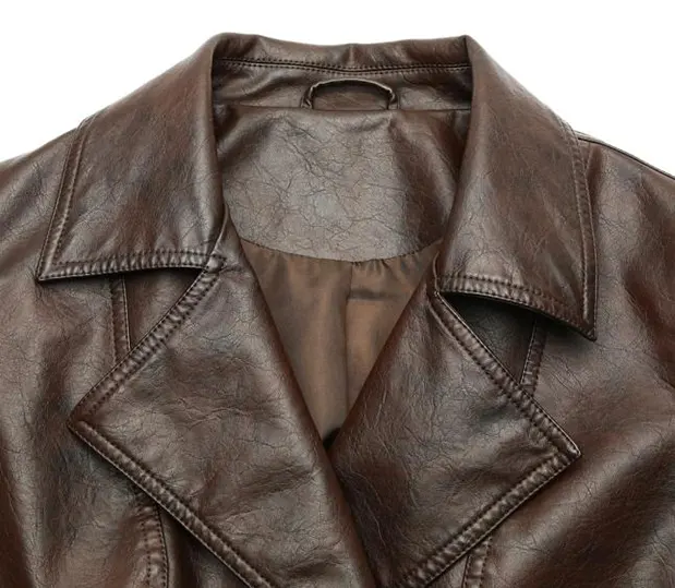 Vintage Faux Leather Biker Jacket with Belt