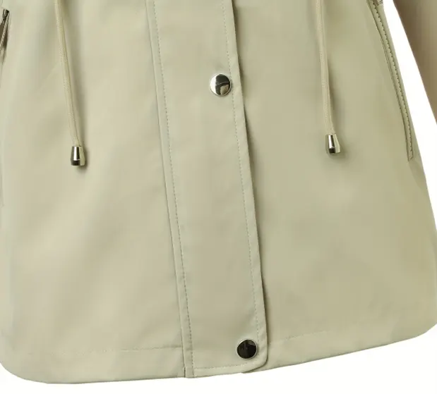 Hooded Windbreaker Jacket with Drawstring Waist